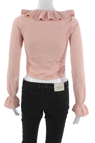 Tularosa Womens Pullover Sweater Pink Square Neck Long Sleeve Polyester Size XS