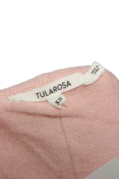 Tularosa Womens Pullover Sweater Pink Square Neck Long Sleeve Polyester Size XS