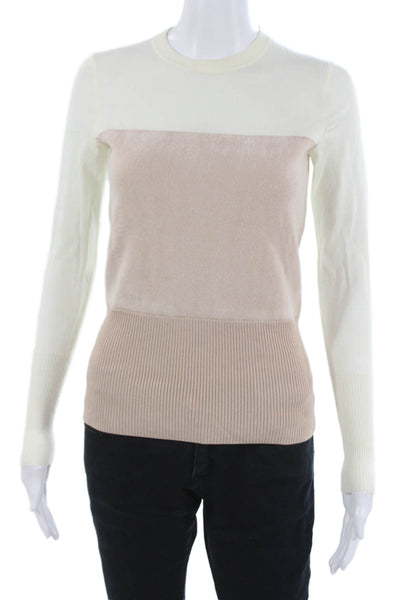 Rag & Bone Womens Pullover Merino Wool Ivory Striped Crewneck Size 2XS