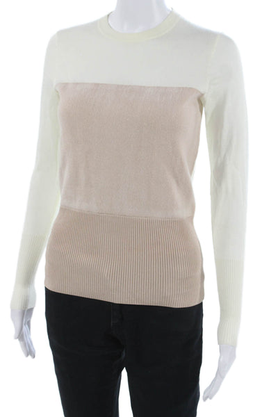 Rag & Bone Womens Pullover Merino Wool Ivory Striped Crewneck Size 2XS
