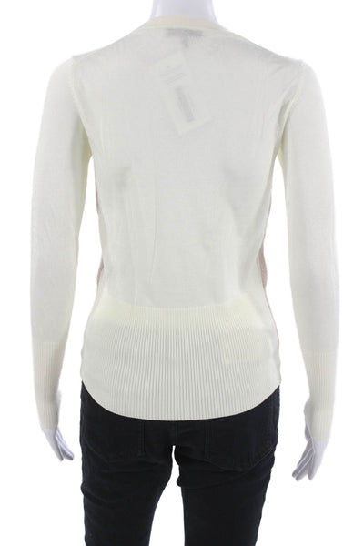 Rag & Bone Womens Pullover Merino Wool Ivory Striped Crewneck Size 2XS