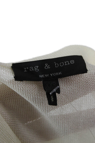 Rag & Bone Womens Pullover Merino Wool Ivory Striped Crewneck Size 2XS