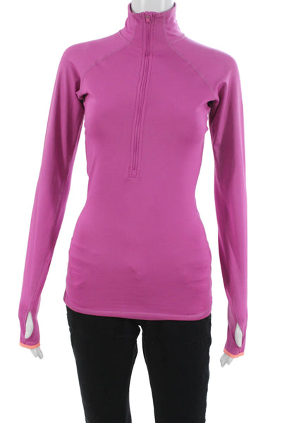 Nike Women Purple High Neck Pullover Long Sleeve Zip Polyester Top Size XS