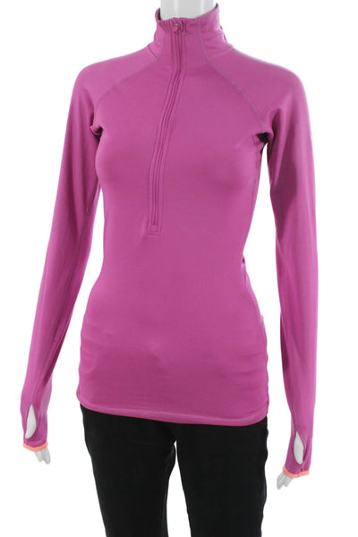 Nike Women Purple High Neck Pullover Long Sleeve Zip Polyester Top Size XS