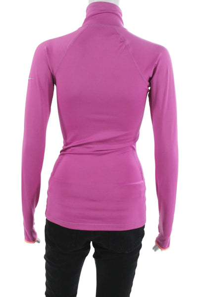 Nike Women Purple High Neck Pullover Long Sleeve Zip Polyester Top Size XS