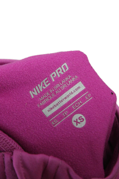 Nike Women Purple High Neck Pullover Long Sleeve Zip Polyester Top Size XS