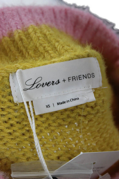 Lovers + Friends Womens Pink Striped Mock Neck Pullover Long Sleeve Size XS
