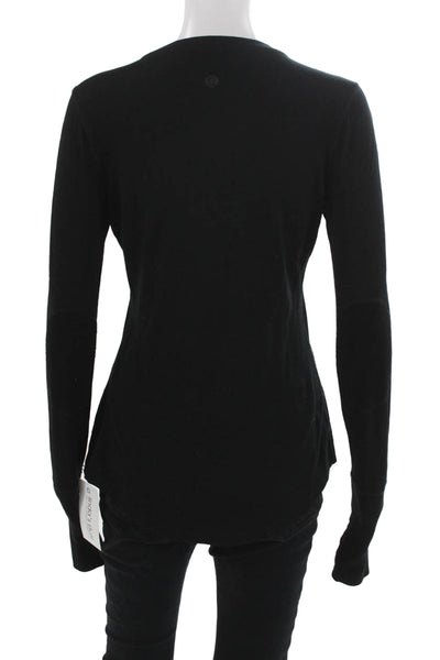 Lululemon Women Black Basic Henley Long Sleeve T-Shirt Nylon Size 8