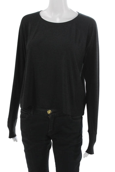 Beyond Yoga Womens Gray Round Neck Long Sleeve Pullover Nylon Size S