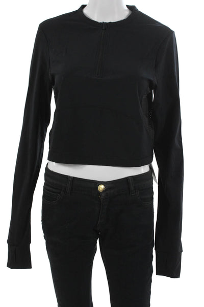 Sweaty Betty Womens Cropped Pullover Black High Neck Long Sleeve Size L
