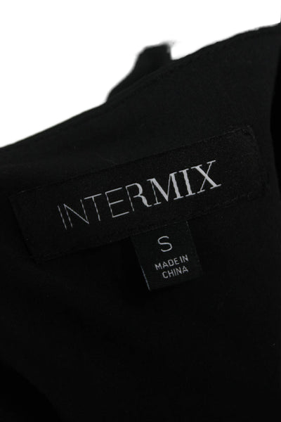 Intermix Women Cropped Blouse Black Cotton V Neck 3/4 Sleeve Size S