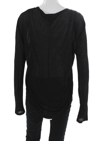 Carbon 38 Women Basic Casual Long Sleeve Scoop Neck Black Nylon Top Size M