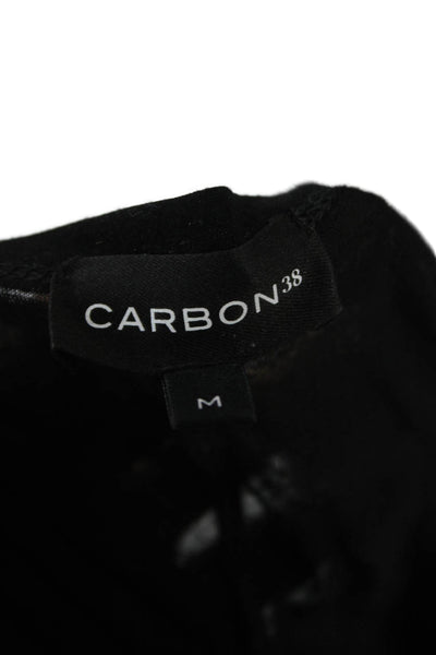 Carbon 38 Women Basic Casual Long Sleeve Scoop Neck Black Nylon Top Size M