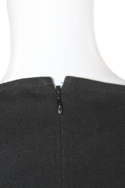 J Crew Women Black Sheath Dress Short Sleeve Crew Neck Cotton Zip Size 6P