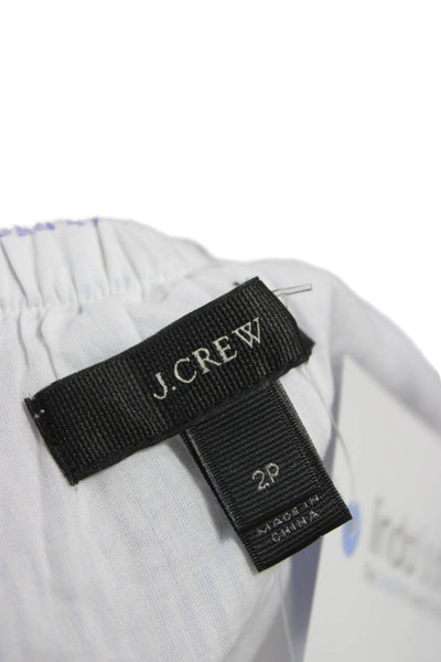 J Crew Women Striped Blue Scoop Neck Cotton Short Sleeve Blouse Size 2P