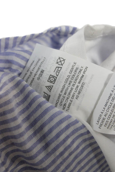 J Crew Women Striped Blue Scoop Neck Cotton Short Sleeve Blouse Size 2P