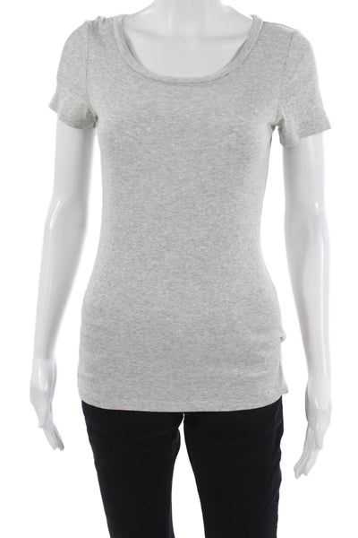 J Crew Women Gray Cotton Scoop Neck Short Sleeve Basic T-Shirt Size S