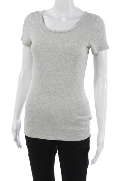 J Crew Women Gray Cotton Scoop Neck Short Sleeve Basic T-Shirt Size S