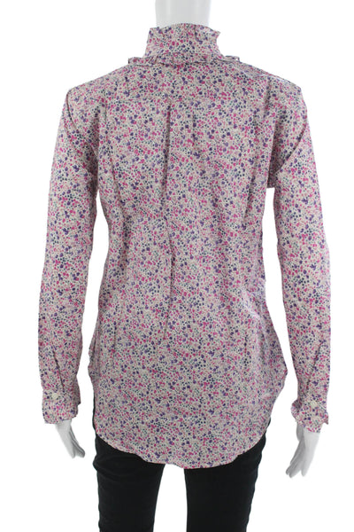 J Crew Women Floral Cotton Long Sleeve Basic Button-Up Multicolor Size 2
