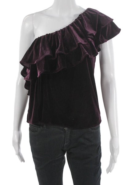 Misa Womens One Shoulder Purple Viscose Blouse Sleeveless Size L