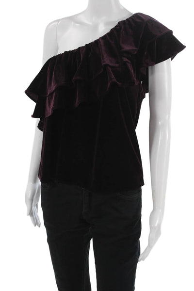 Misa Womens One Shoulder Purple Viscose Blouse Sleeveless Size L