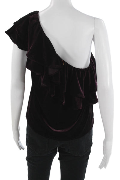 Misa Womens One Shoulder Purple Viscose Blouse Sleeveless Size L