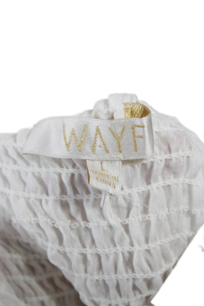 Wayf Womens Cropped Blouse White Square Neck Short Sleeve Polyester Size L