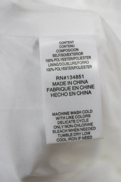 Wayf Womens Cropped Blouse White Square Neck Short Sleeve Polyester Size L