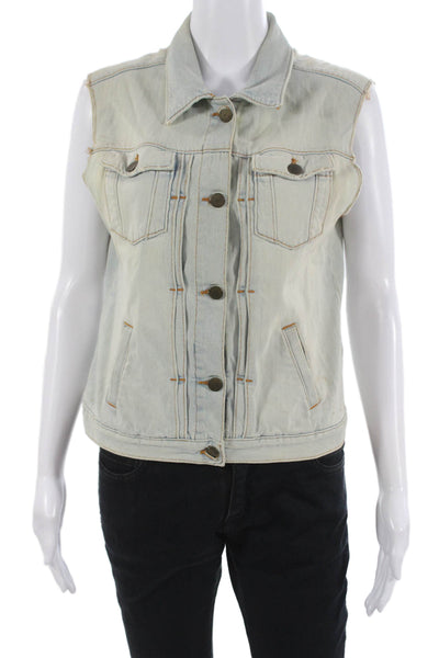IRO Womens Blue Cotton Button Vest Size 2