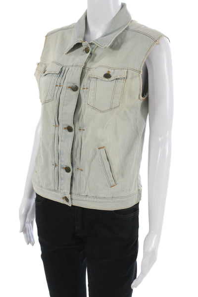 IRO Womens Blue Cotton Button Vest Size 2