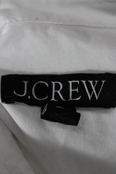 J Crew Women Cropped Collared Cotton Button-Up Top White Long Sleeve Size XS