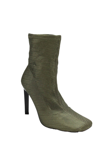Topshop Womens Square Toe Pull On Ankle Boots Moss Green Size 7