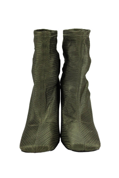 Topshop Womens Square Toe Pull On Ankle Boots Moss Green Size 7