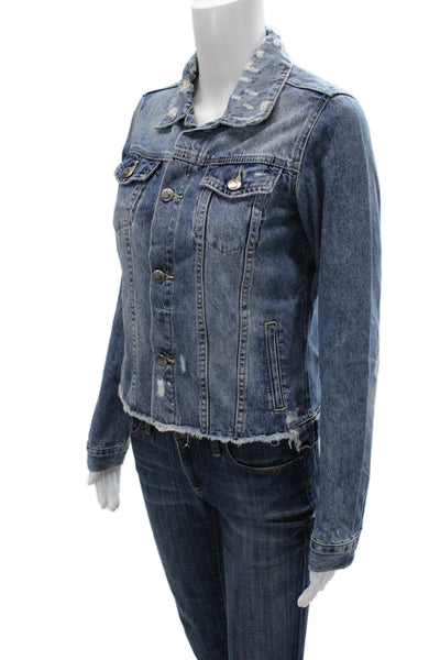 Joes Womens Basic Jacket Blue Cotton Long Sleeve Button Size XL