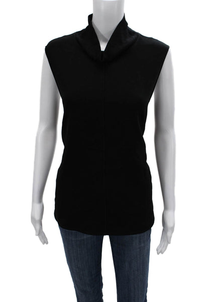 Elie Tahari Women Sleeveless Tunic Tank Black Cowl Neck Triacetate Size L
