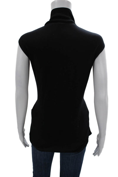 Elie Tahari Women Sleeveless Tunic Tank Black Cowl Neck Triacetate Size L