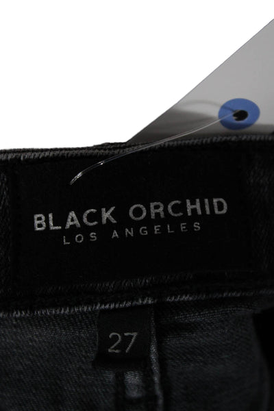 Black Orchid Women Flared Black High Rise Cotton Jeans Size 27