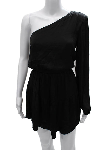 Steve Madden Women Fit & Flare One Shoulder Long Sleeve Black Dress Size XS