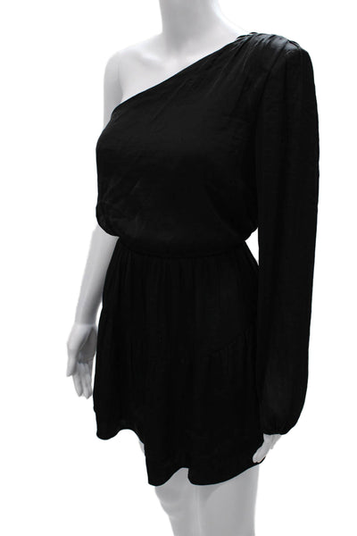 Steve Madden Women Fit & Flare One Shoulder Long Sleeve Black Dress Size XS