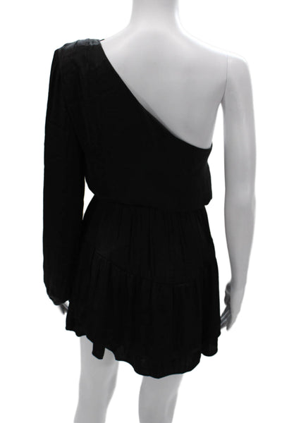 Steve Madden Women Fit & Flare One Shoulder Long Sleeve Black Dress Size XS
