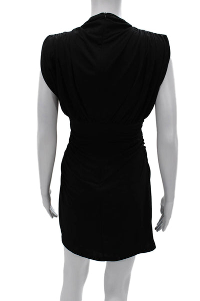 Zara Women Bodycon Short Sleeve High Neck Black Dress Zip Size L