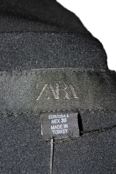 Zara Women Bodycon Short Sleeve High Neck Black Dress Zip Size L