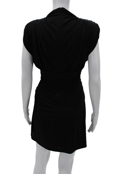 Zara Women Sheath Dress Black High Neck Short Sleeve Zip Polyester Size XL