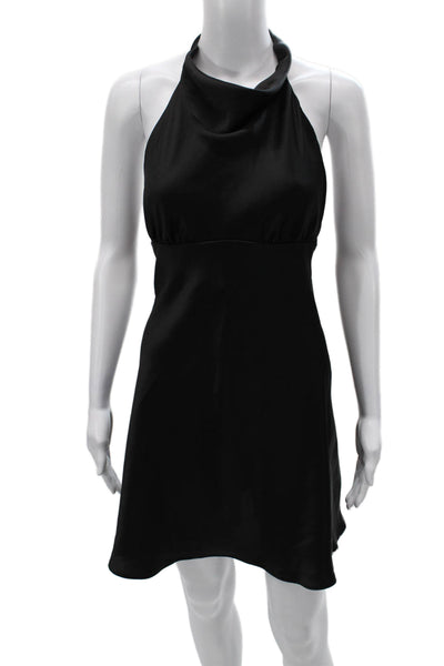 Zara Women Sheath Dress Black High Neck Short Sleeve Zip Polyester Size XL