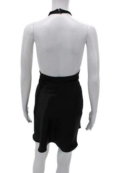 Zara Womens Black Halter Mini Dress Sleeveless Polyester Zip Size XL