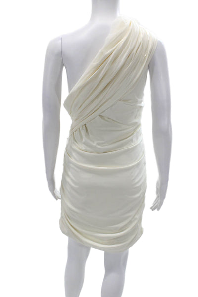 Zara Womens One Shoulder Bodycon Dress Ivory Sleeveless Zip Size XL