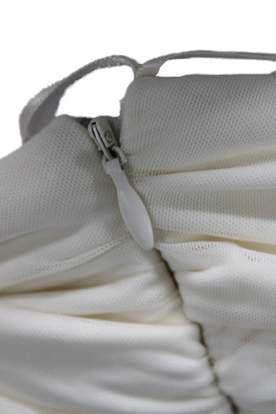 Zara Womens One Shoulder Bodycon Dress Ivory Sleeveless Zip Size XL