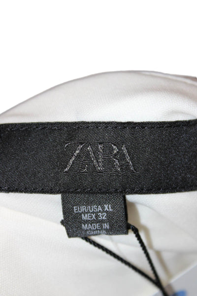 Zara Womens One Shoulder Bodycon Dress Ivory Sleeveless Zip Size XL