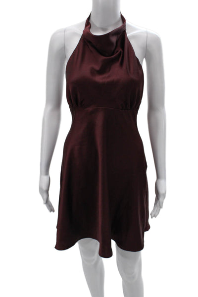 Zara Womens A-Line Halter Dress Red Sleeveless Polyester Zip Size XL