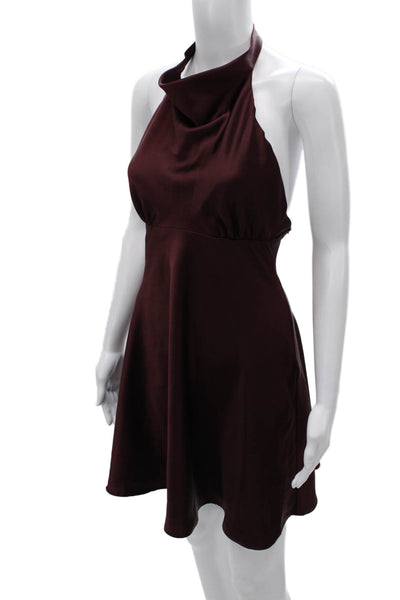 Zara Womens A-Line Halter Dress Red Sleeveless Polyester Zip Size XL